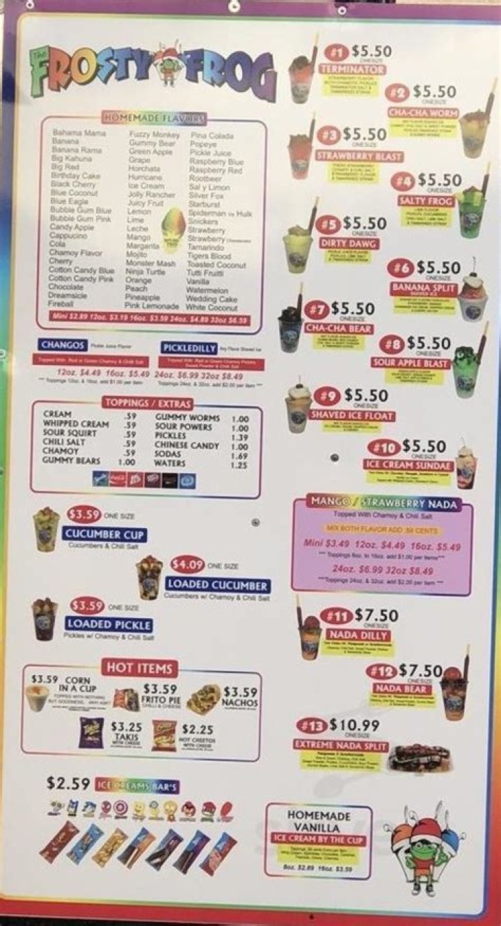The Frosty Frog Menu: A Comprehensive Guide to Their Icy Treats